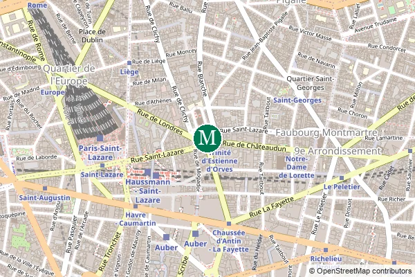 Carte de la station de métro Trinité - d'Estienne d'Orves à Paris