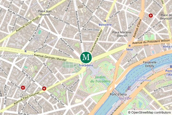 Carte de la station de métro Trocadéro à Paris