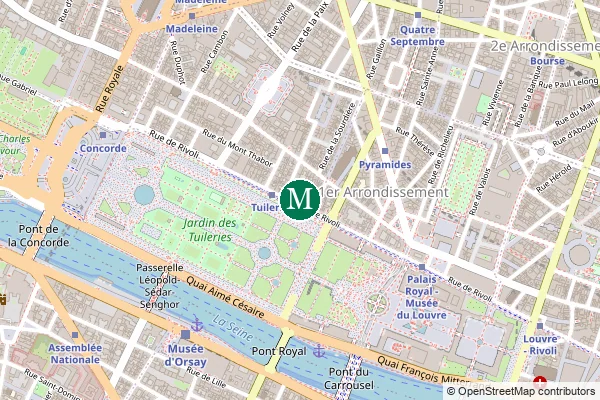 Carte de la station de métro Tuileries à Paris