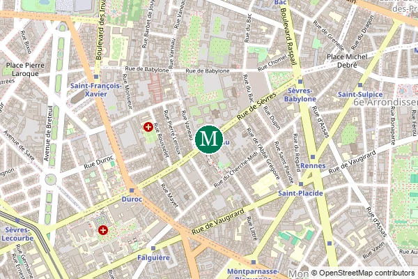 Carte de la station de métro Vaneau à Paris