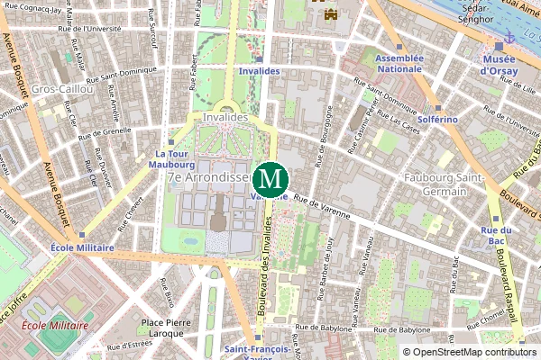 Carte de la station de métro Varenne à Paris