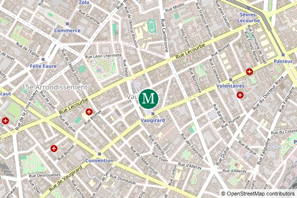 Carte de la station de métro Vaugirard à Paris