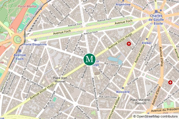 Carte de la station de métro Victor Hugo à Paris