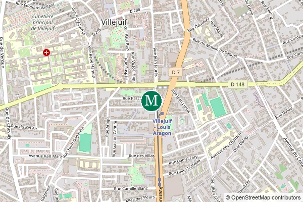 Carte de la station de métro Villejuif - Louis Aragon à Paris