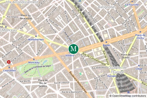Carte de la station de métro Villiers à Paris