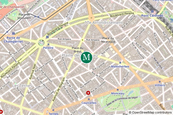 Carte de la station de métro Wagram à Paris